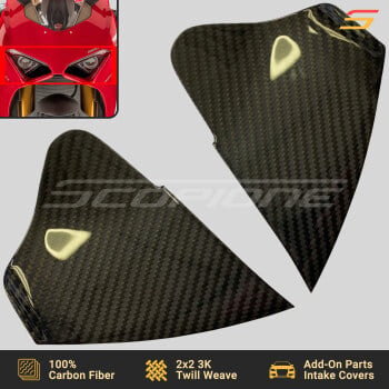 Carbon Fiber Add-On Headlight Air Intake Covers Pair for Ducati 18-24 Panigale V4 & 20-25 Panigale V2