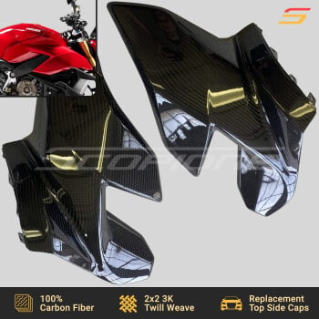 Ducati 20-22 Carbon Fiber Replacement Upper Side Panels Tank Side Caps Pair