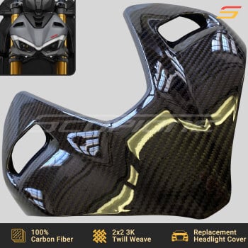Ducati 20-25 Carbon Fiber Replacement Headlight Cover Nose Fairing