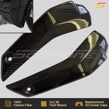Ducati 20-25 Carbon Fiber Replacement Oil Cooler Side Covers Pair