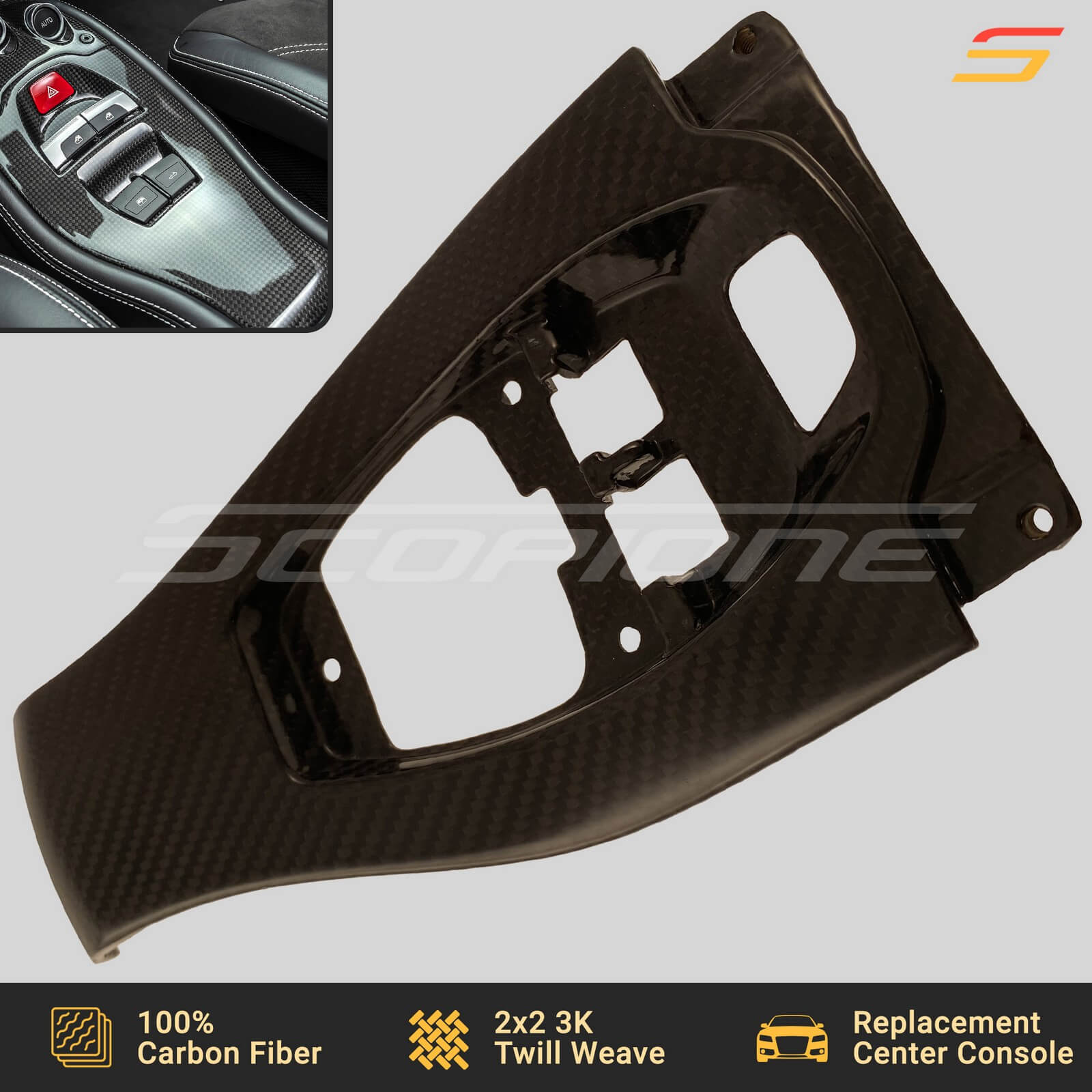 Scopione Carbon Fiber Center Console Switch Panel for Ferrari 458