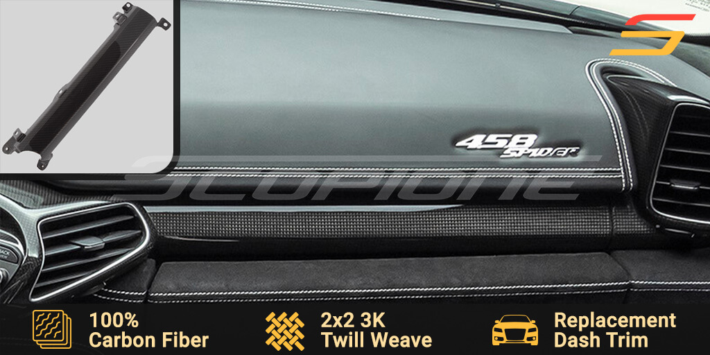 Scopione Carbon Fiber Dashboard Glove Box Trim Cap for Ferrari 458