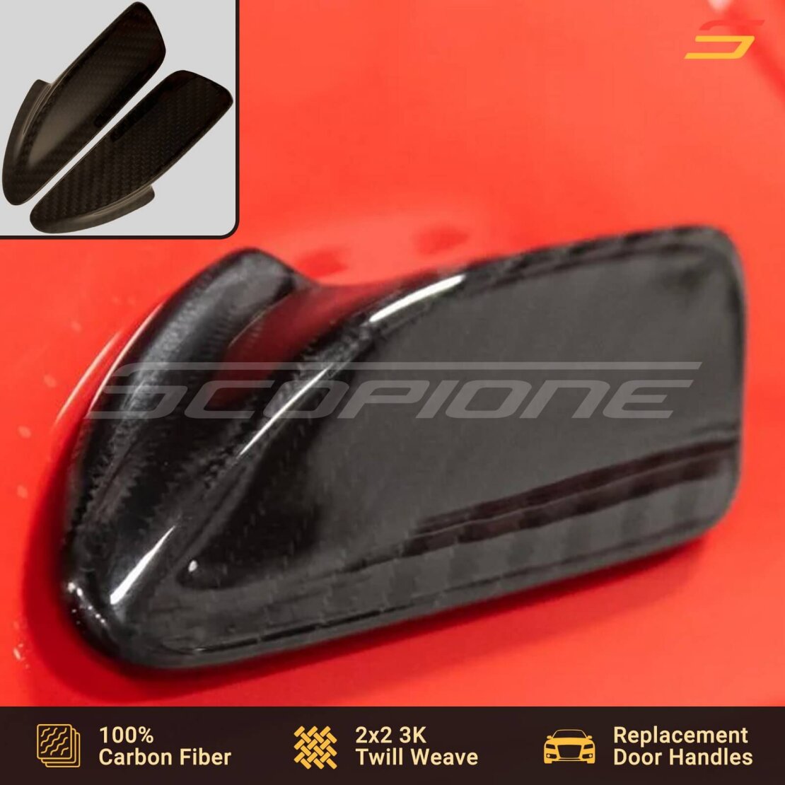 Scopione Carbon Fiber Exterior Door Handles for Ferrari 488 GTB F8
