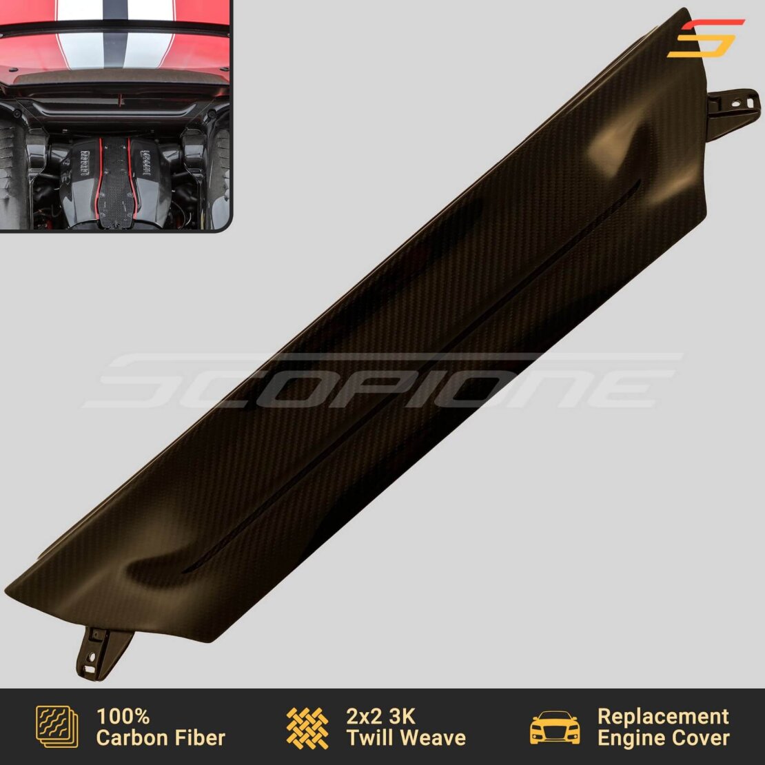 Ferrari 488 Pista (Coupe) - Carbon Fiber Rear Spoiler Duct Cover main image 0