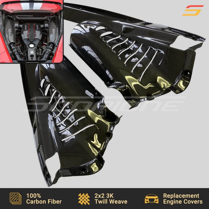 Ferrari F8 Spider - Carbon Fiber Engine Side Covers