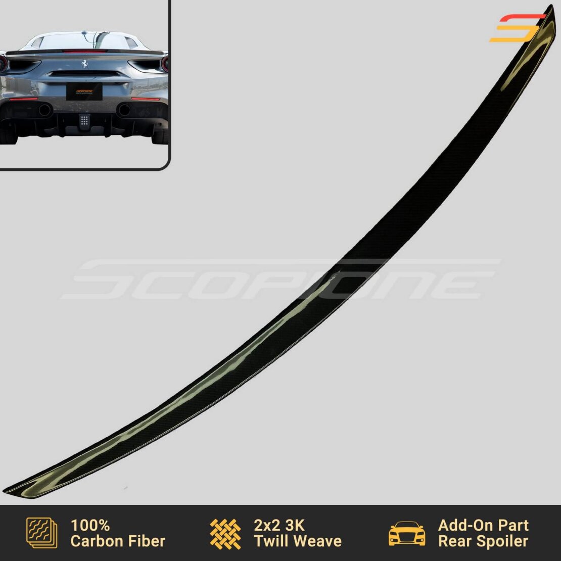 Scopione Carbon Rear Trunk Spoiler for Ferrari 488 GTB & Spider