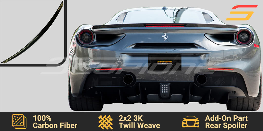 Carbon Fiber Add-On Rear Trunk Spoiler for Ferrari 488 GTB & Spider