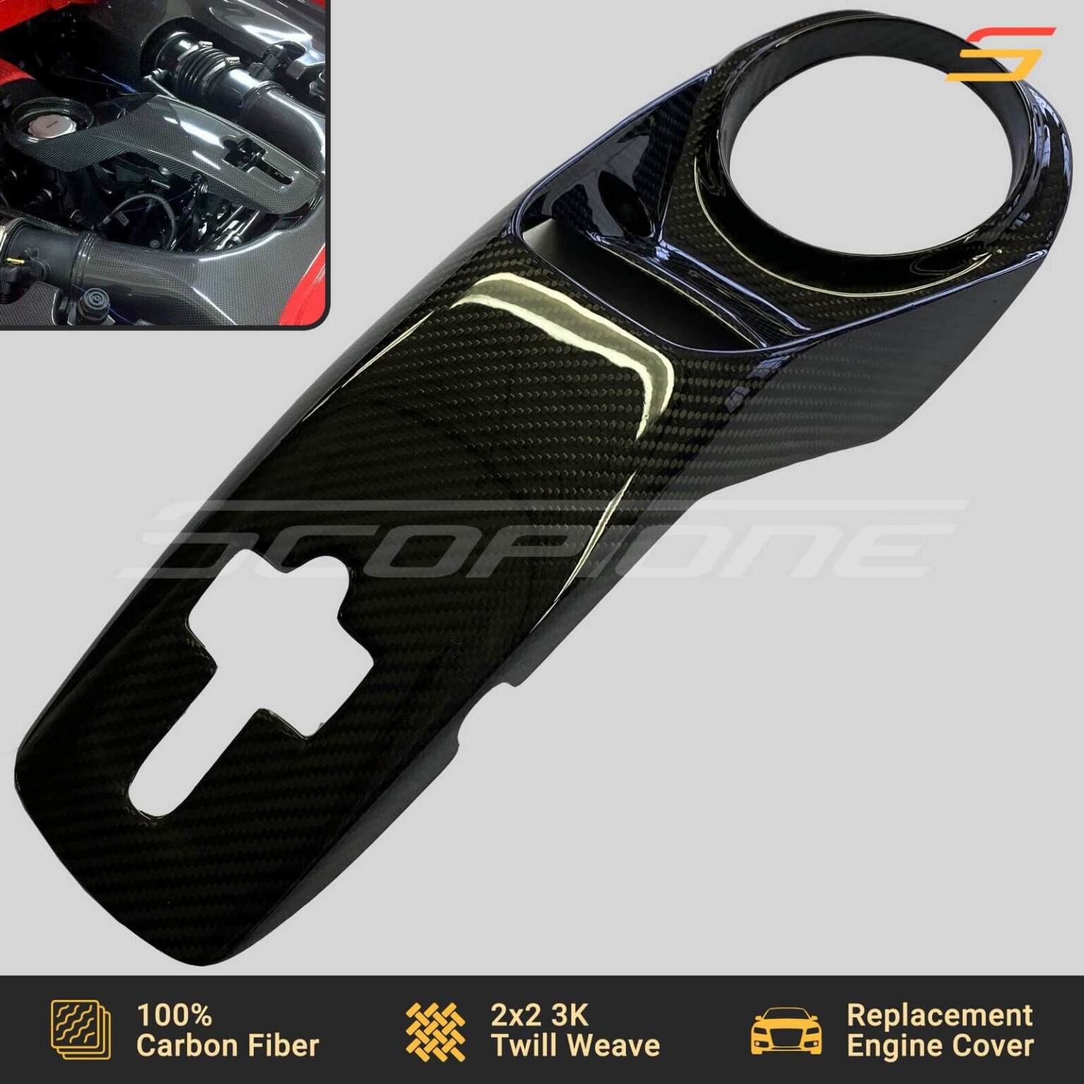 Scopione Carbon Fiber Engine Covers Kit for Ferrari 488 Pista Spider