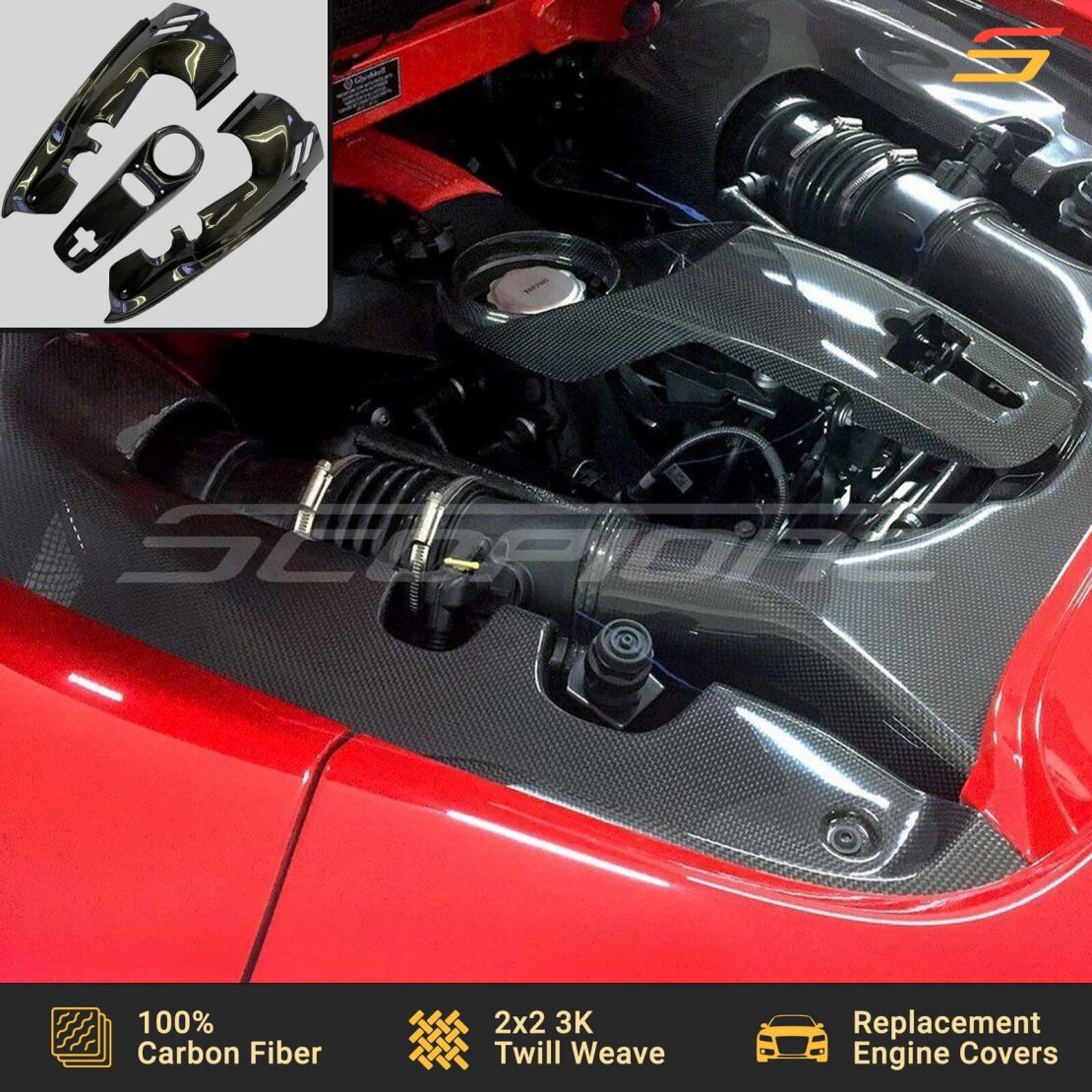Scopione Carbon Fiber Engine Covers Kit for Ferrari 488 Pista Spider