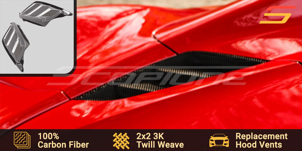 Couvercles Admission D'Air En Fibre De Carbone Pour Ferrari 488 GTB Spider - Noir Brillant