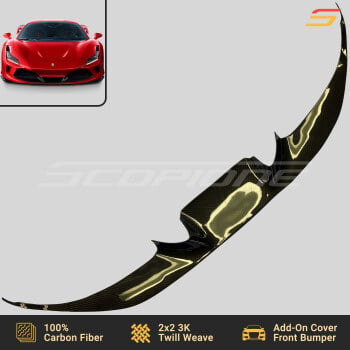 Ferrari F8 Tributo & Spider Carbon Fiber Add-On Front Bumper Lip Cover