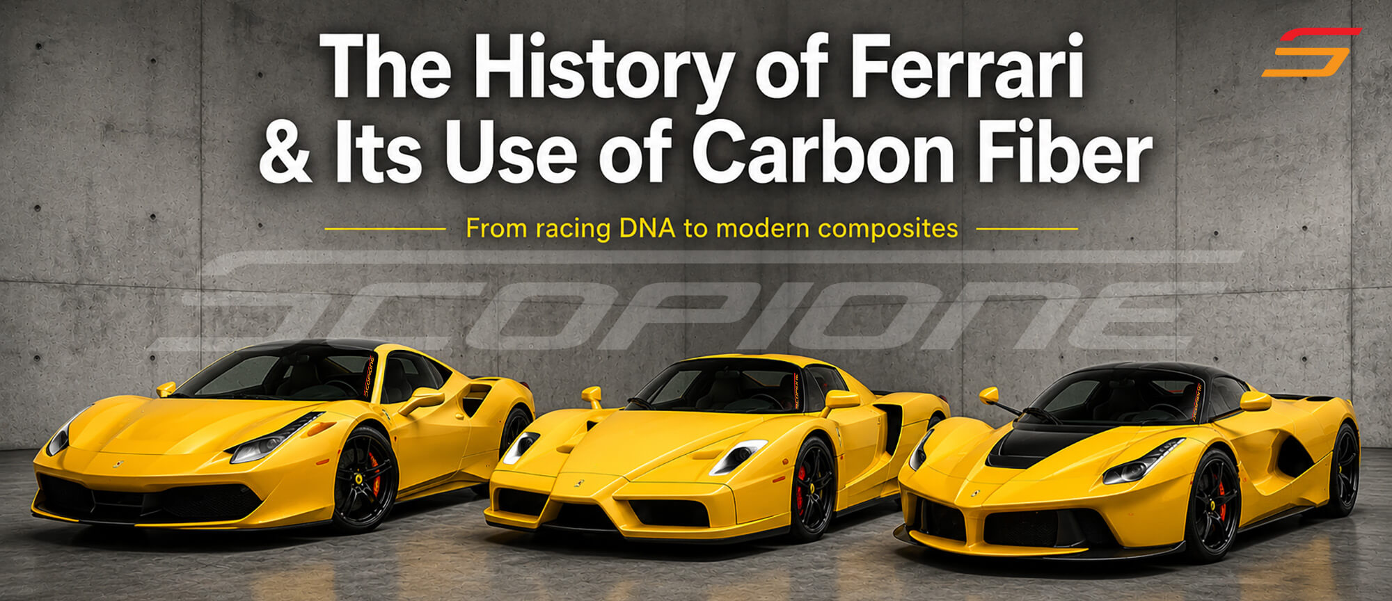 The history of Ferrari and its use of carbon fiber – 488 Spider, Enzo and LaFerrari in yellow