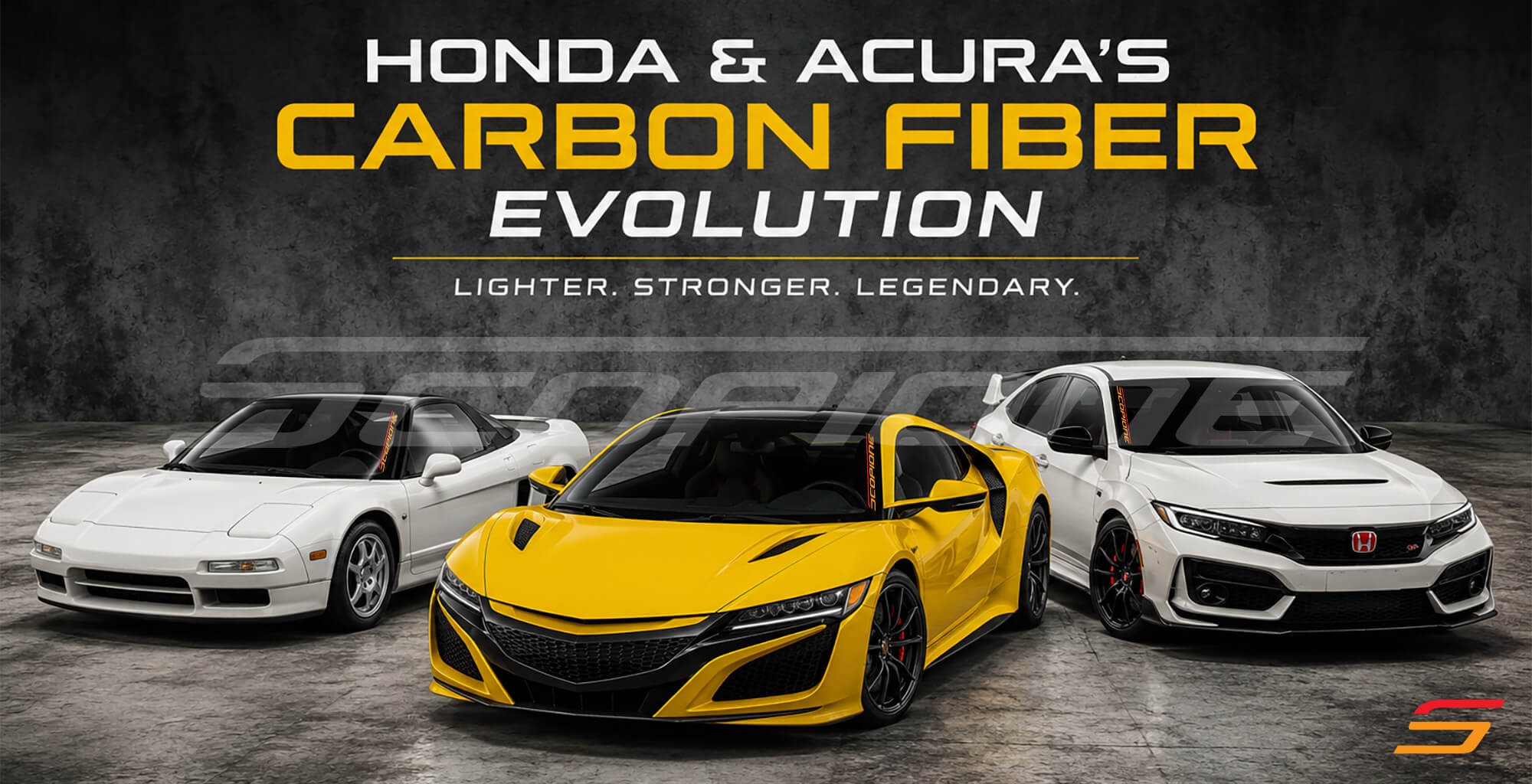 Lighter, stronger, legendary – first-generation NSX, yellow NSX Gen 2 and Civic Type R