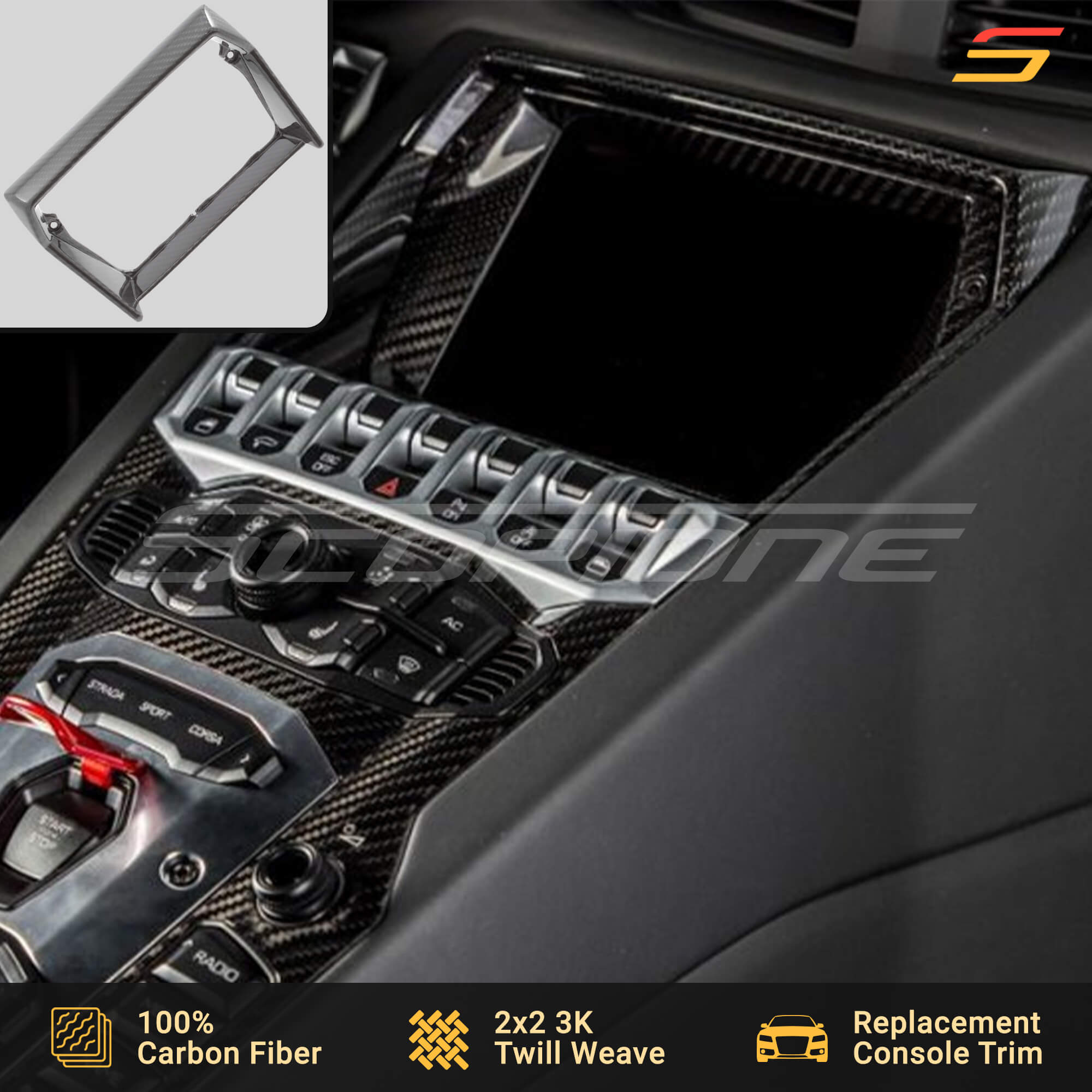 Scopione Carbon Fiber Center Screen Outer Cover for Aventador