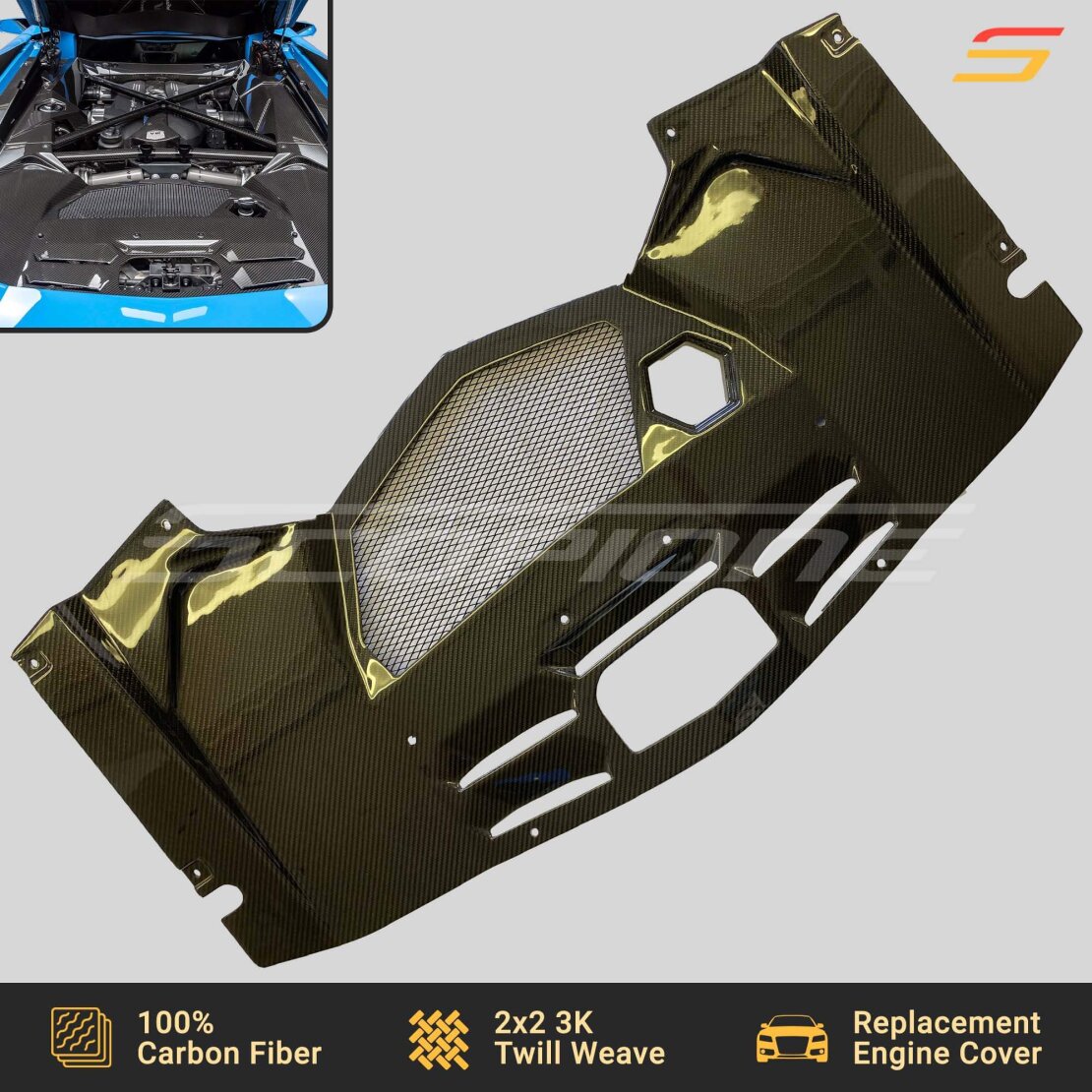 Scopione Carbon Fiber Engine Covers Kit for Aventador