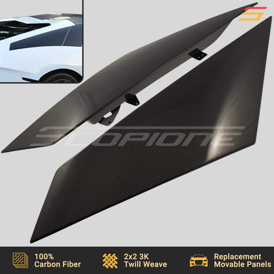 Carbon Fiber Side Air Intake Movable Panels Vents for Lamborghini