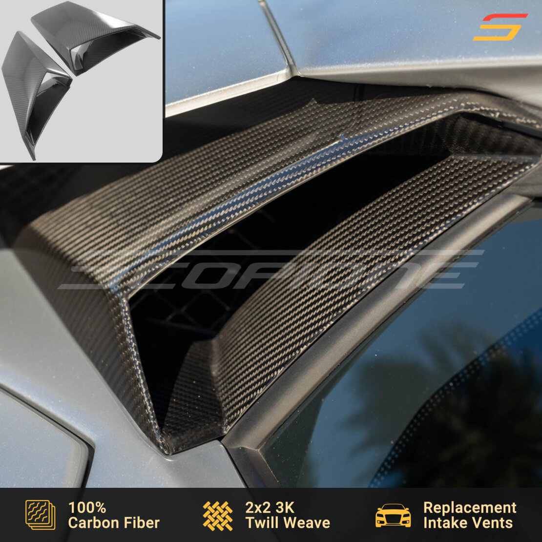 Scopione Carbon Fiber Side Windows Intake Vents for Aventador
