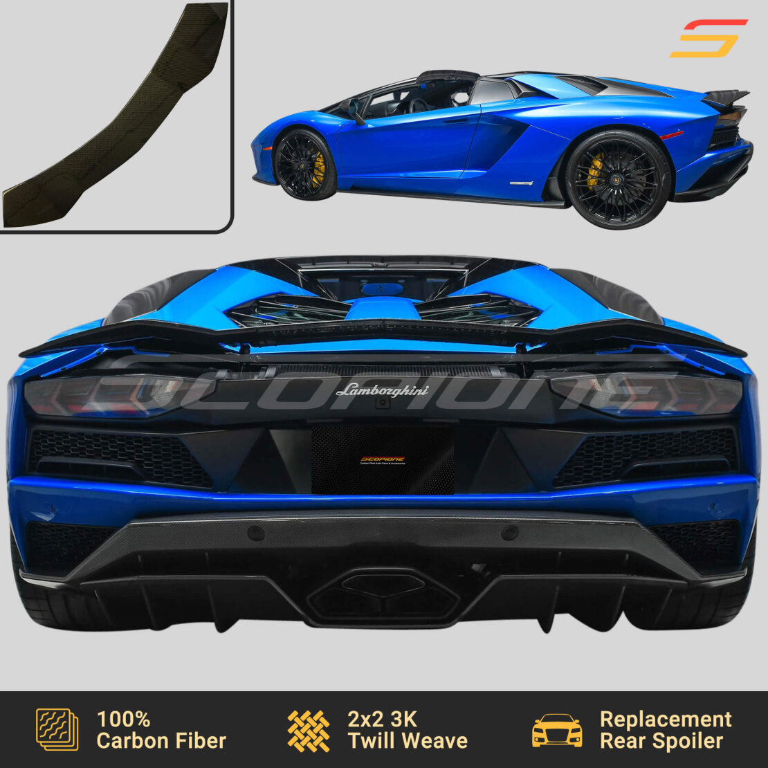 Carbon Fiber Replacement Rear Spoiler for Lamborghini Aventador LP700 ...