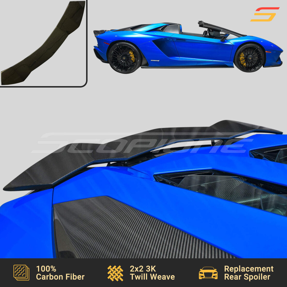 Carbon Fiber Replacement Rear Spoiler for Lamborghini Aventador LP700 ...