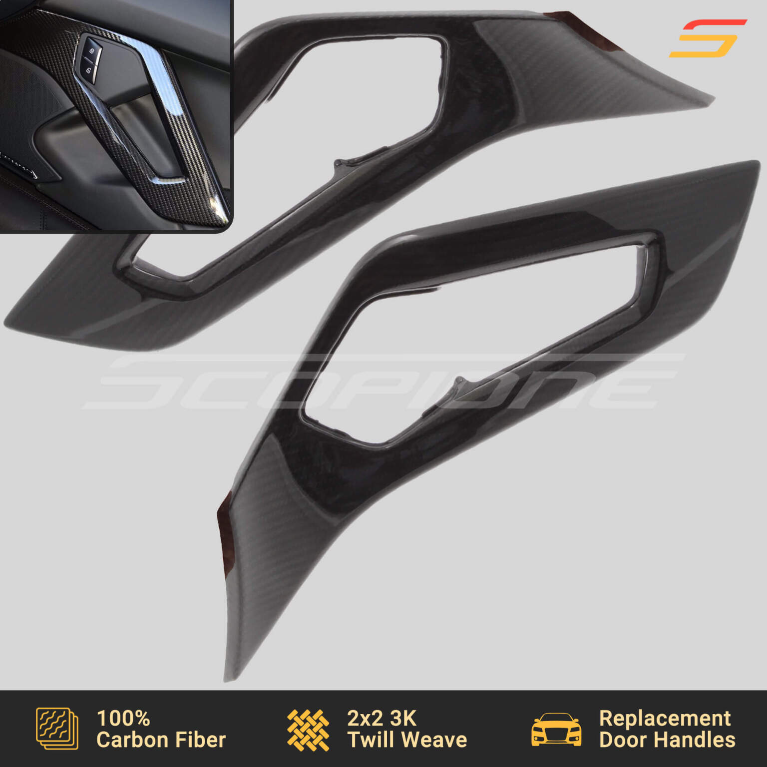 Scopione Carbon Fiber Door Handles Pulls for Aventador