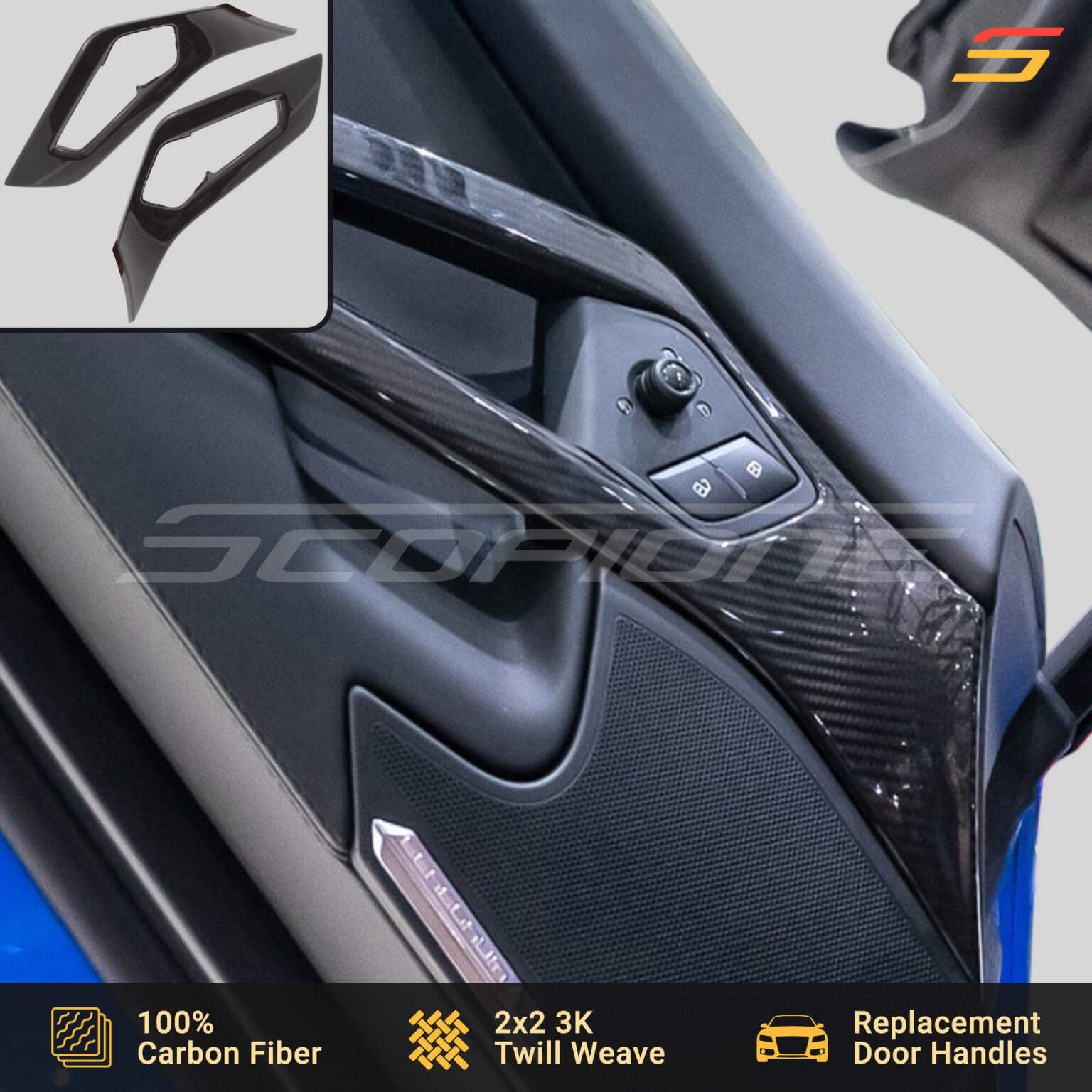Scopione Carbon Fiber Door Handles Pulls for Aventador