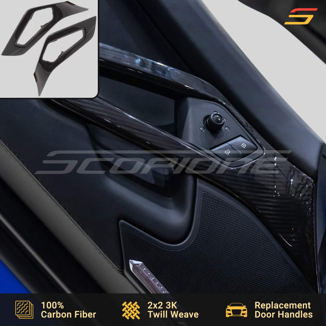 Scopione Carbon Fiber Door Handles Pulls for Aventador