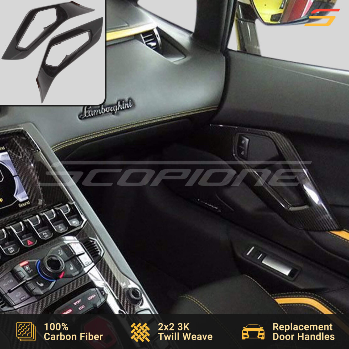 Scopione Carbon Fiber Door Handles Pulls for Aventador