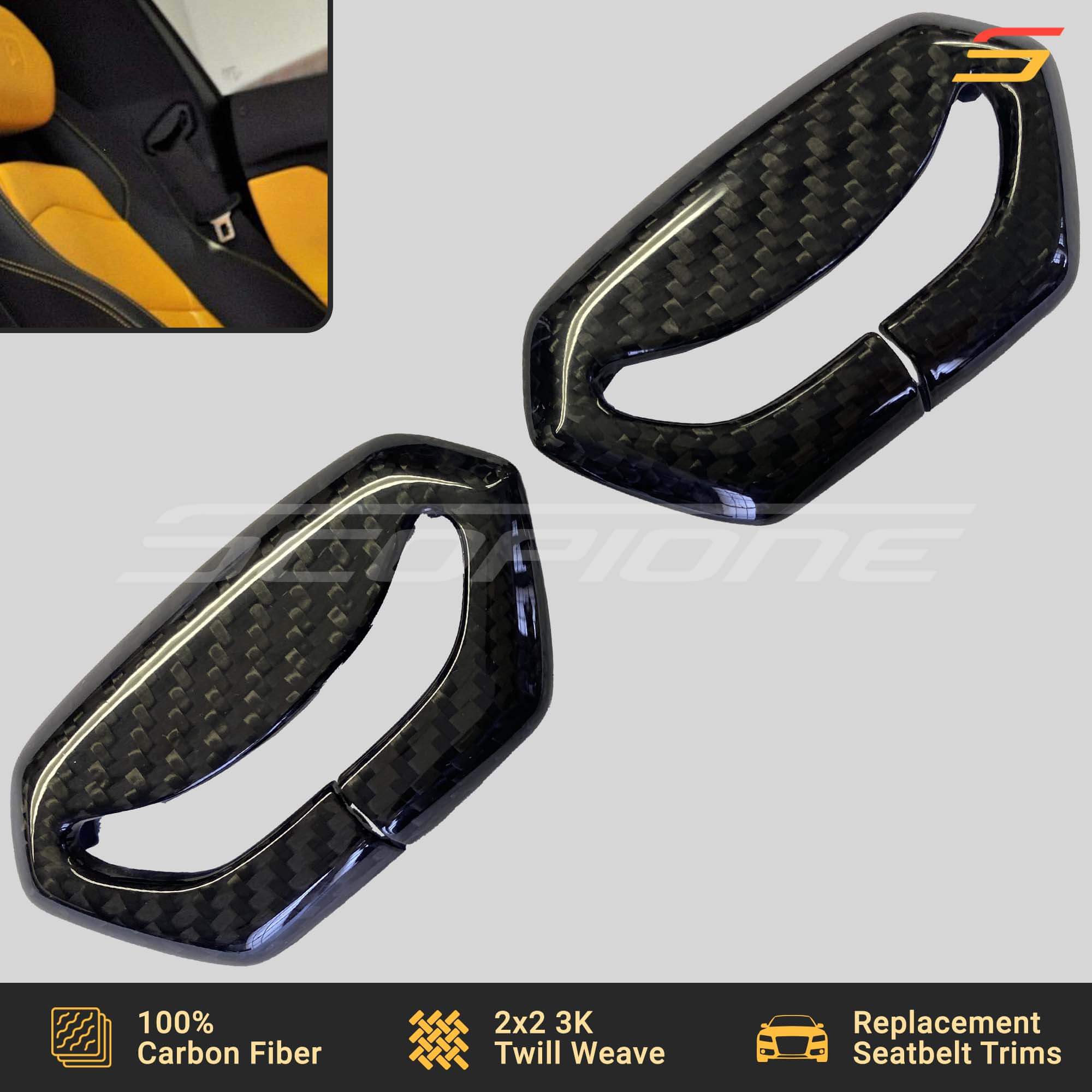 Scopione Carbon Fiber Seatbelt Trim Covers for Aventador