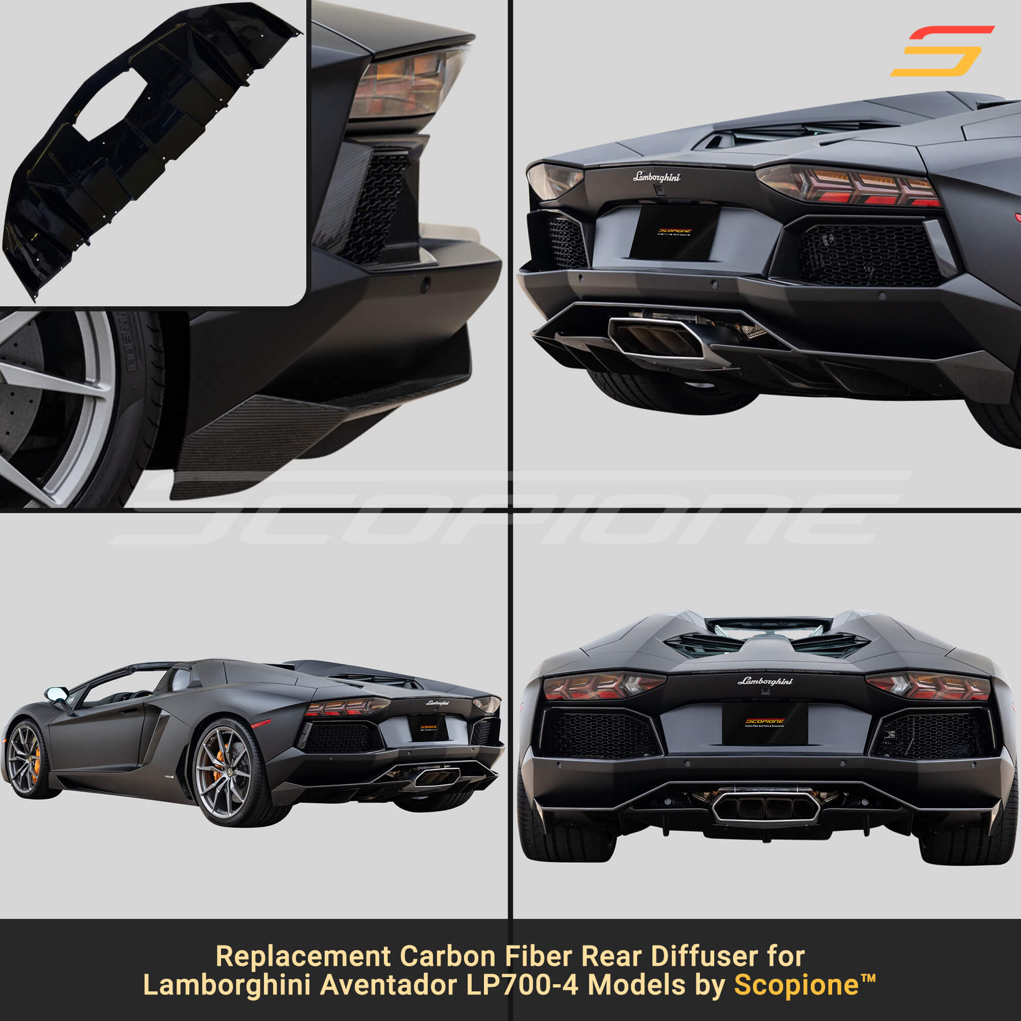 Scopione Carbon Fiber Bumper Diffuser for Aventador LP700-4