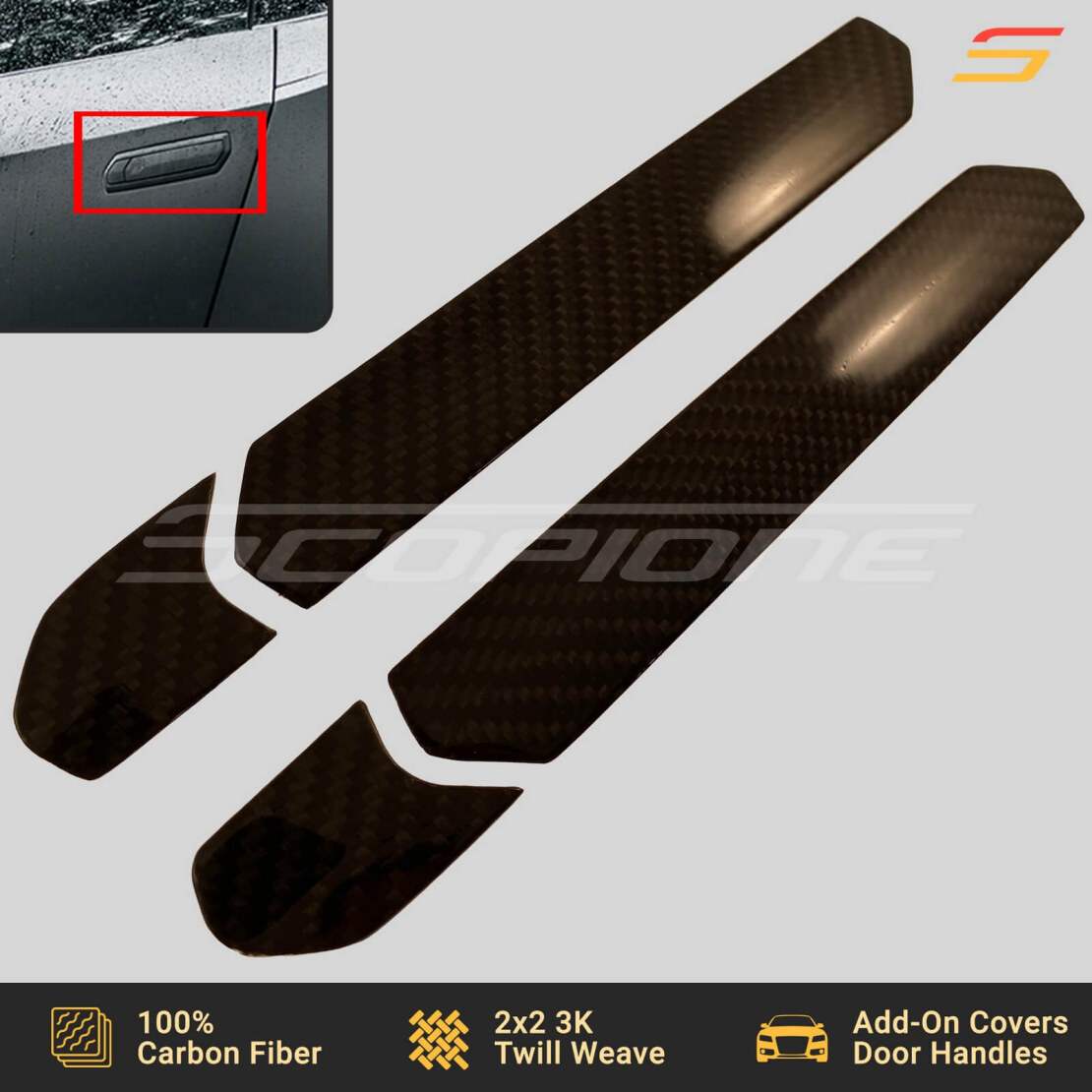 Scopione Carbon Fiber Exterior AddOn Door Handle Covers for Huracan