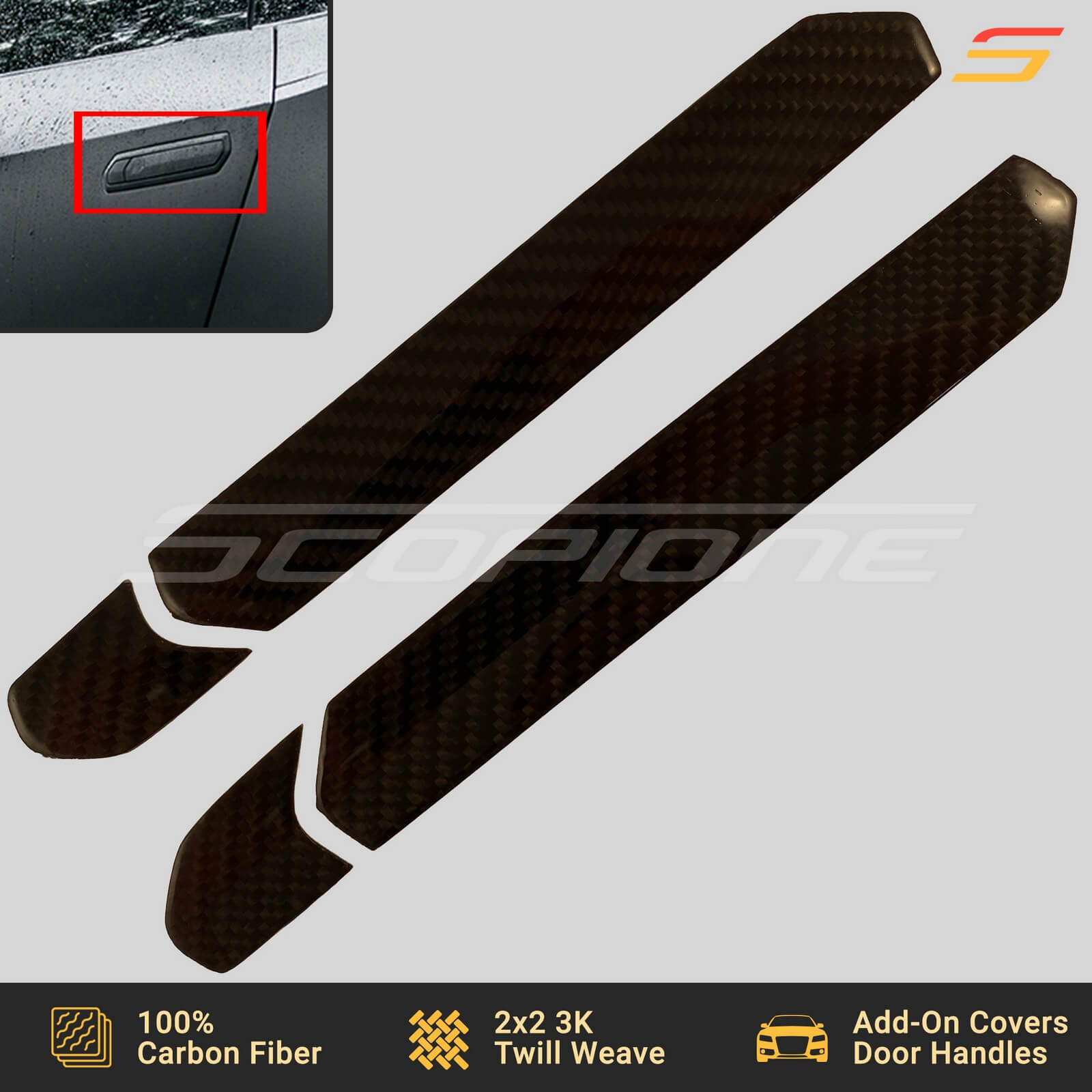 Scopione Carbon Fiber Exterior Add-On Door Handle Covers for Huracan