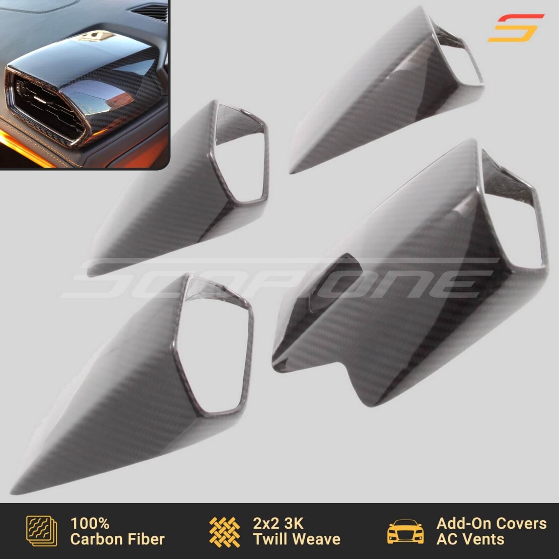 Scopione Carbon Fiber Interior AddOn AC Vents Covers for Huracan