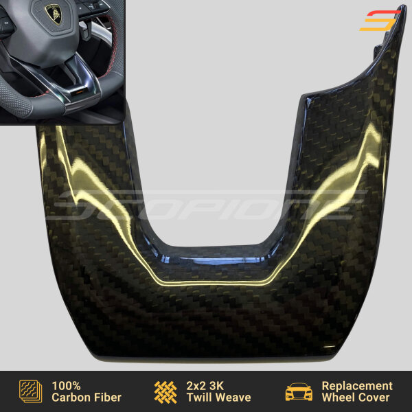 Close-up of carbon fiber texture on Scopione steering trim for Lamborghini Urus