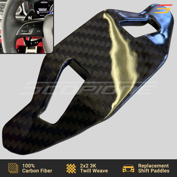 Close-up of carbon fiber weave on Scopione paddle shifters for Lamborghini Urus