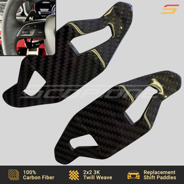 Flat layout of Scopione carbon fiber paddle shifters for Lamborghini Urus