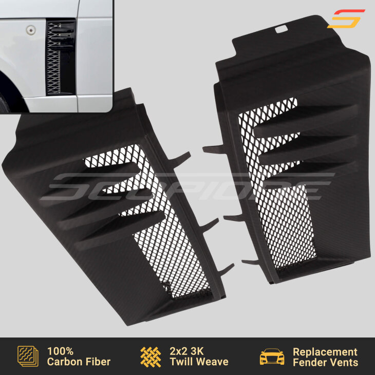 Matte Carbon Fiber Side Fender Vents for Land Rover 03-12 Range Rover ...