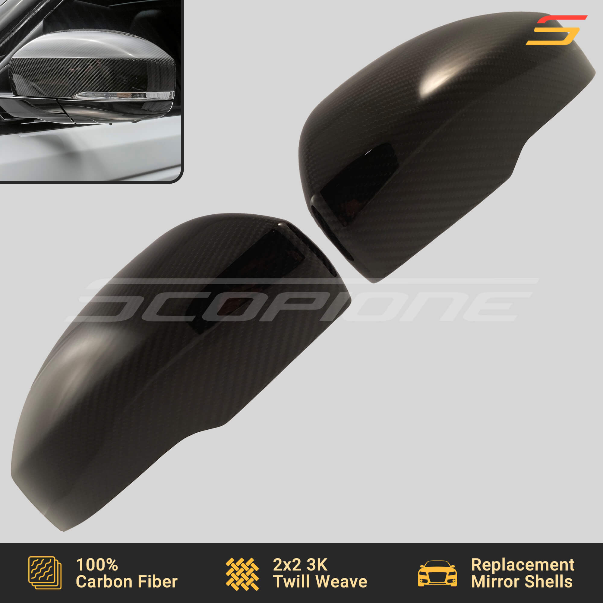 Scopione Carbon Side Mirror Replacement Covers | Range Rover