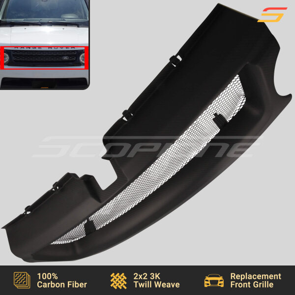Matte Carbon Fiber Front Contour Grille for Land Rover 10-13 Range Rover Sport - L320 - Image 3