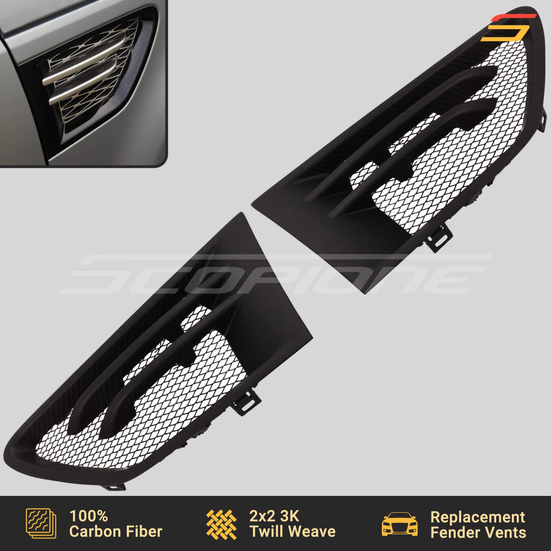 Scopione MATTE Carbon Fender Vents | 10-13 Range Rover Sport
