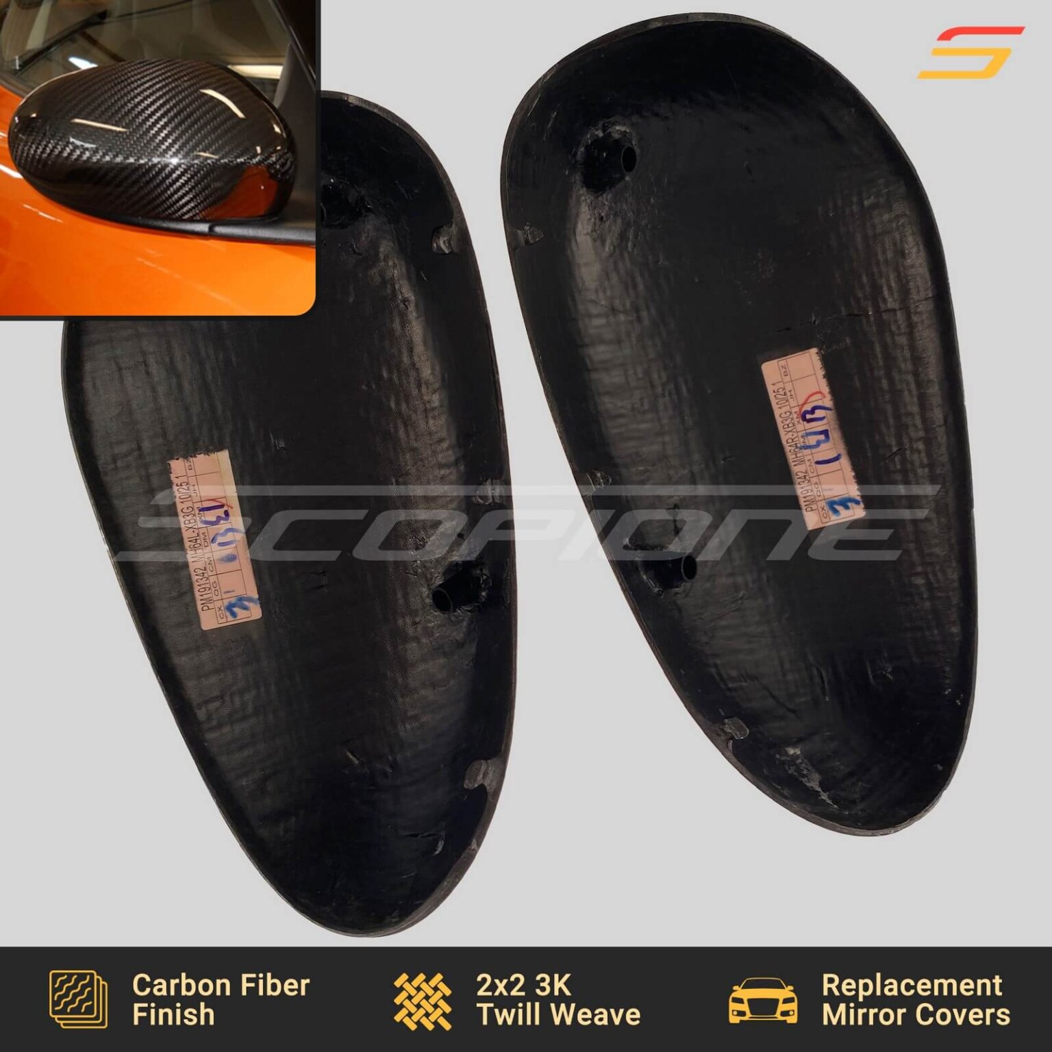Scopione Carbon Fiber Side Mirror Replacement Covers for Lotus Evora