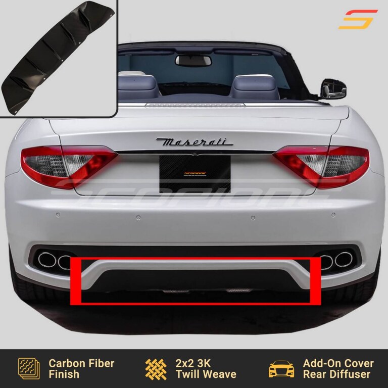 Spoiler Bagagliaio In Fibra Di Carbonio Per Maserati Gran Turismo Cabrio 2012-2014 – Trama Twill 3x3 Lucida - 2