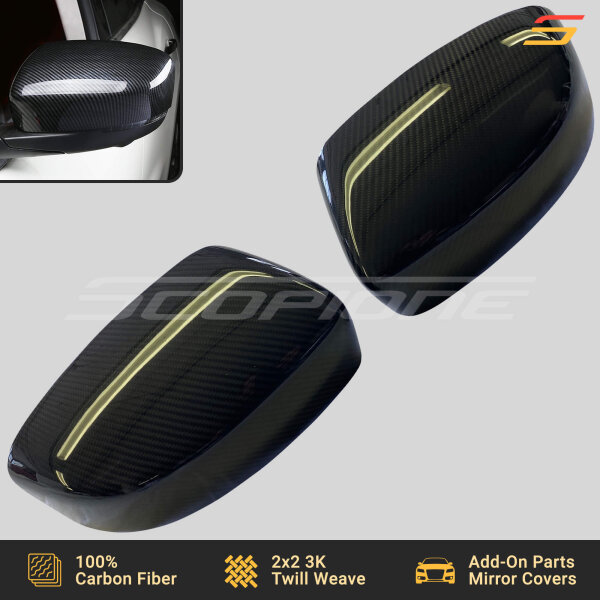 Flat layout of Scopione carbon fiber side mirror covers for Maserati Levante MK1