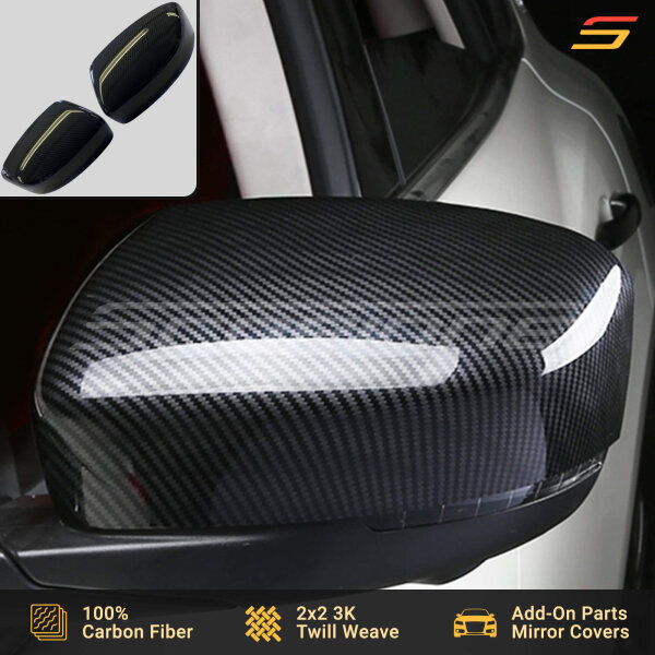 Scopione carbon fiber mirror covers installed on Maserati Levante MK1 side mirrors