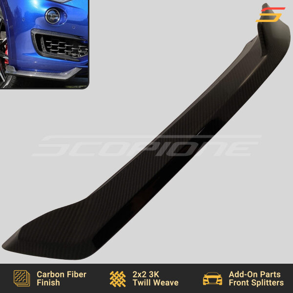 Close-up of carbon fiber weave on Scopione front bumper splitter for Maserati Levante MK1