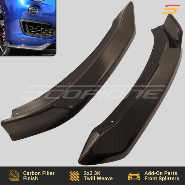 Scopione carbon fiber front splitters for Maserati Levante MK1 from a slight angle