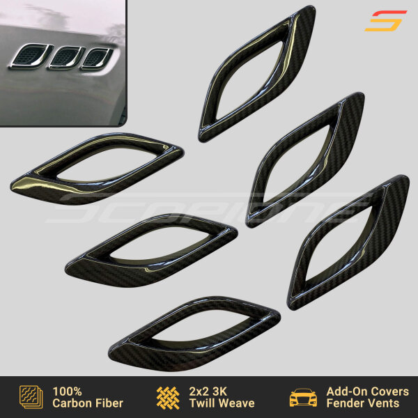 Scopione carbon fiber front fender vent covers for Maserati Quattroporte 2014–2025