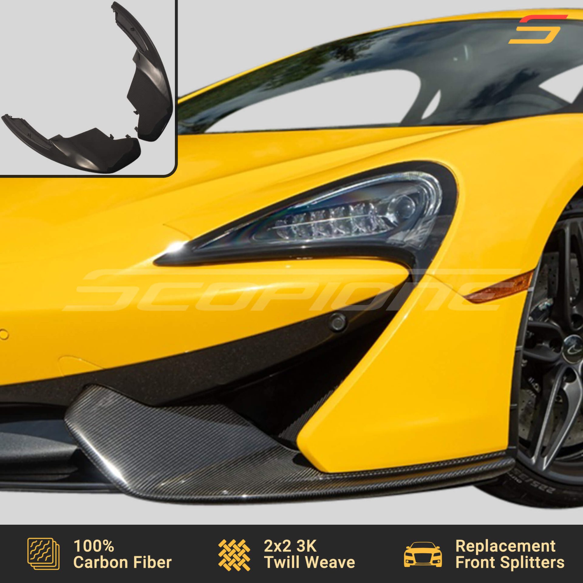 Scopione Carbon Front Bumper Splitters for McLaren 570S 570GT