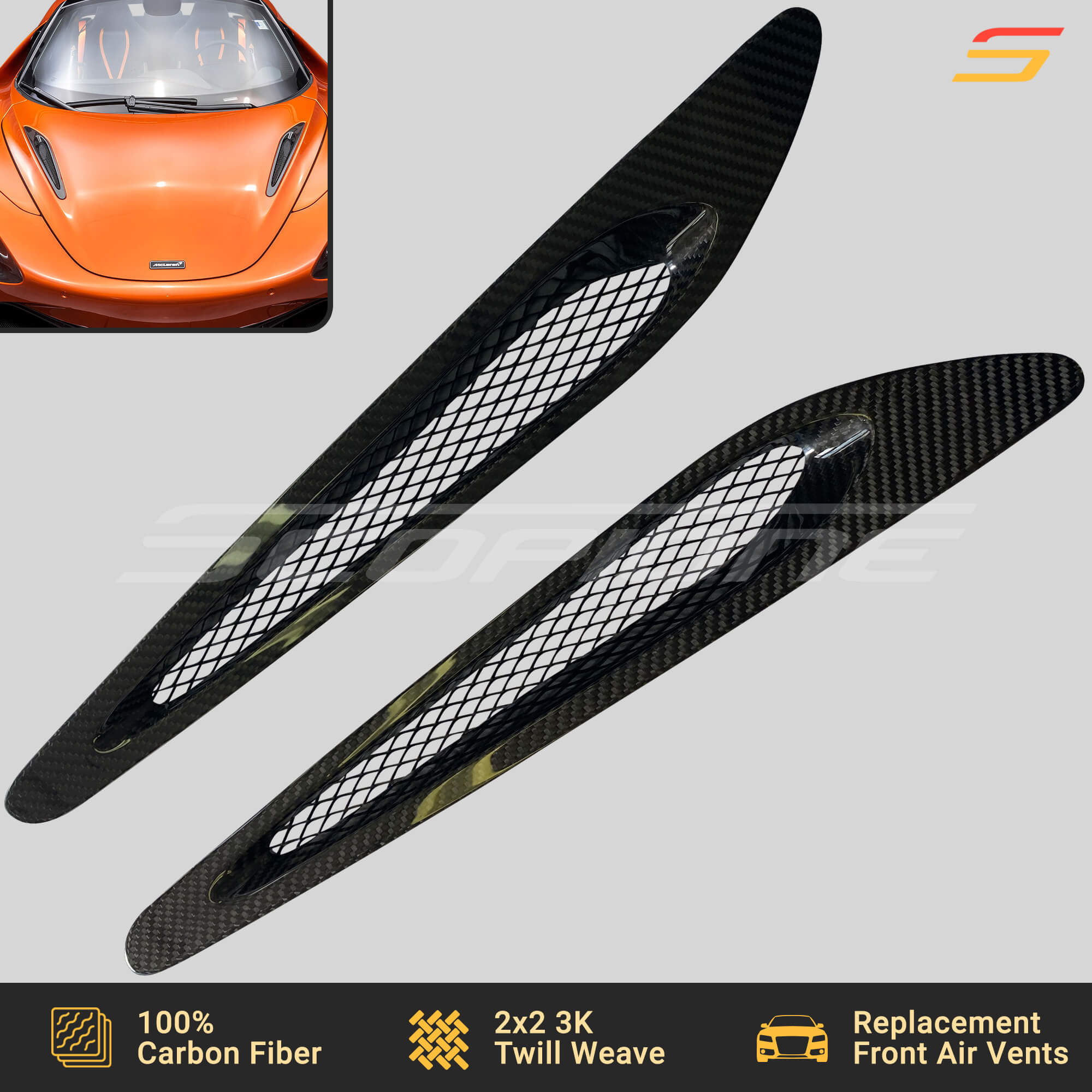 Scopione Carbon Fiber Hood Air Vents for McLaren 720S 765LT