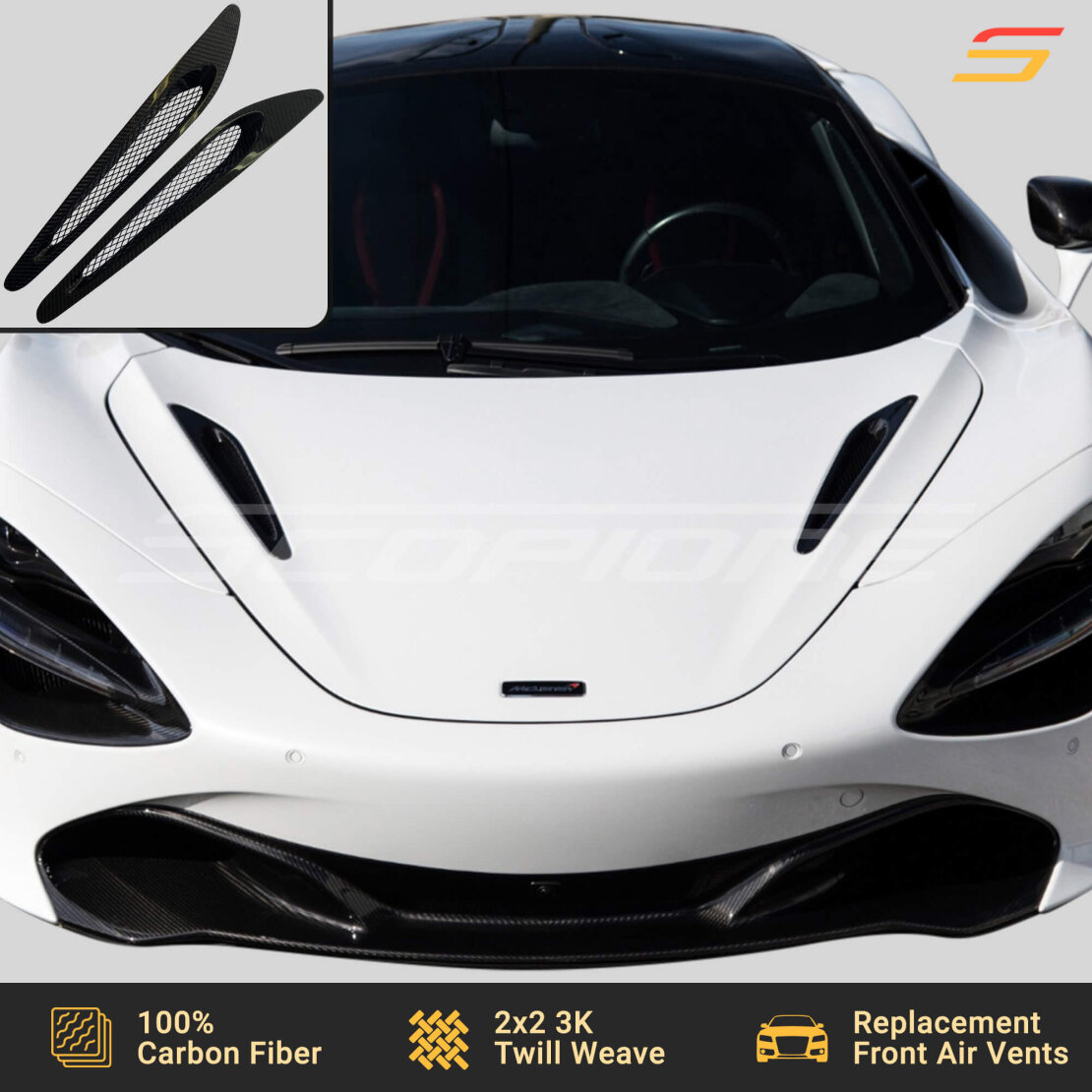 Scopione Carbon Hood Air Vents for McLaren 720S 750S 765LT