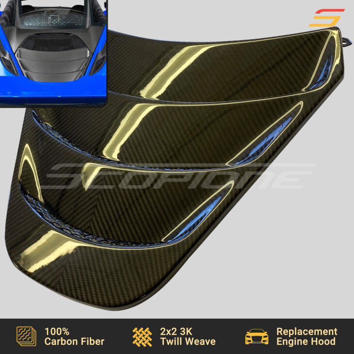 Carbon Fiber Rear Engine Cover Grille Deck Hood for McLaren 720S Coupe